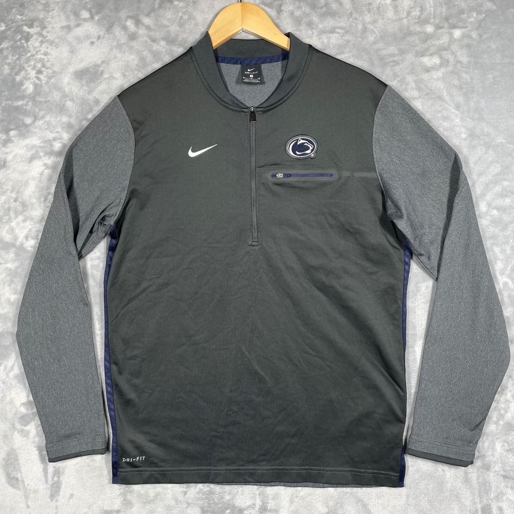 Nike Penn State Nittany Lions Dri-FIT Quarter Zip Pullover Grey Mens Medium